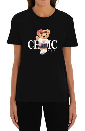 Tricouri imprimeu Dama - Tricou dama, Teddy Chic Style, Negru
