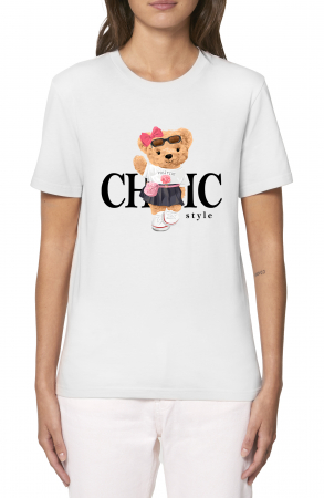 Tricouri imprimeu Dama - Tricou dama, Teddy Chic Style, Alb