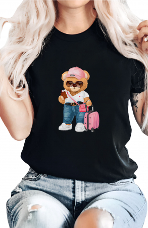 Tricouri imprimeu Dama - Tricou dama, Girl Power, Travel, Negru