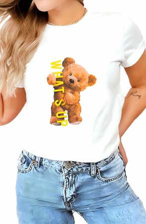Tricouri imprimeu Dama - Tricou dama, WhatsUP, Alb