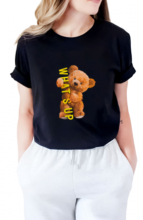 Tricouri imprimeu Dama - Tricou dama, WhatsUP, Negru