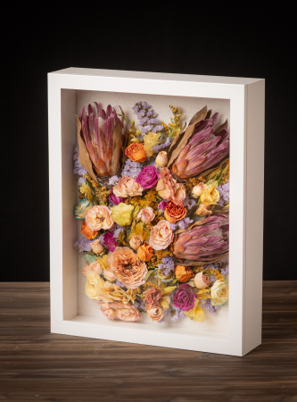 Tablou 3D cu flori din buchetul miresei 28X35 cm