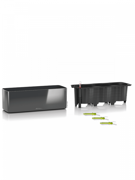 Ghiveci LECHUZA Cube Glossy Triple Negru 40 x 14 / 14 [2]