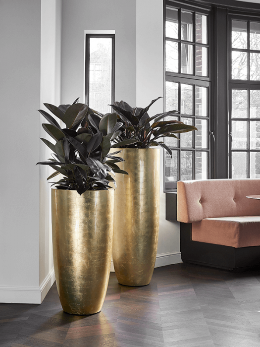 Ghiveci METALLIC SILVER LEAF auriu (cu liner) 46 x 120 [3]