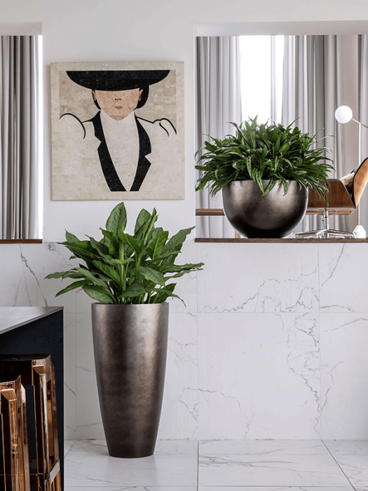 Ghiveci METALLIC SILVER LEAF matt coffee 45 x 27 [2]