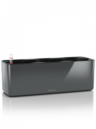 Ghivece de interior - Ghiveci LECHUZA Cube Glossy Triple Negru 40 x 14 / 14