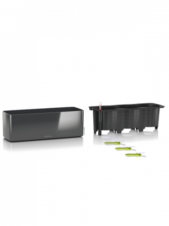 Ghiveci LECHUZA Cube Glossy Triple Antracit 40 x 14 x 14 [1]