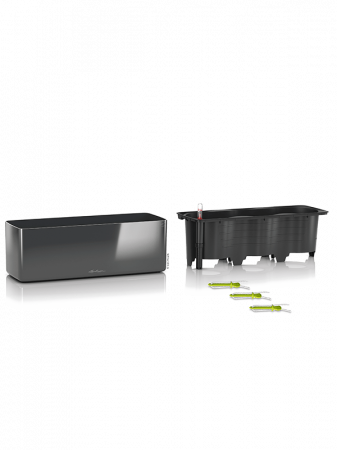 Ghiveci LECHUZA Cube Glossy Triple Negru 40 x 14 / 14 [1]