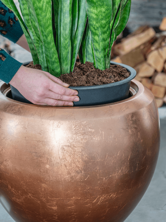 Ghiveci METALLIC SILVER LEAF matt copper (cu liner) 60 x 55 [2]