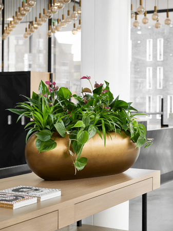 Ghiveci METALLIC SILVER LEAF matt honey 56 x 23 / 20 [2]