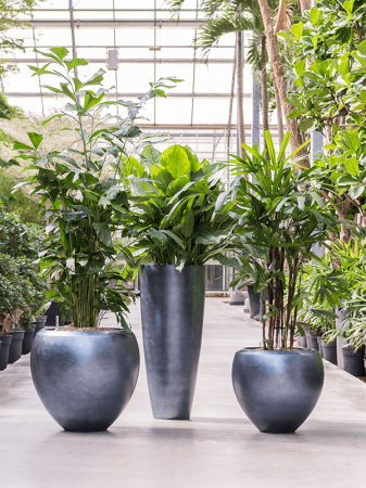 Ghiveci METALLIC SILVER LEAF matt ice blue (cu liner) 50 x 45 [1]