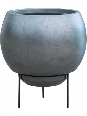 Ghivece - Ghiveci METALLIC SILVER LEAF matt silver blue (cu liner + bază) 34 x 31