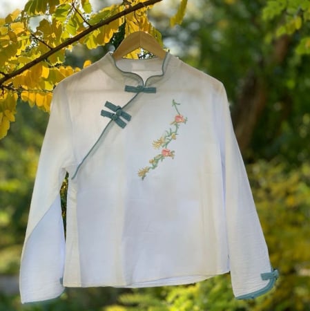 Haine - Bluza cu broderie si butoni chinezesti