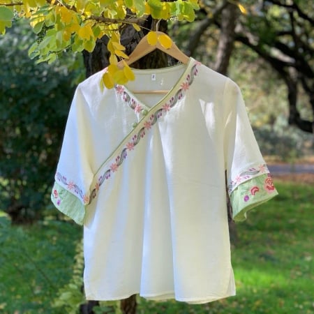 Bluze - Bluza cu broderie si butoni chinezesti