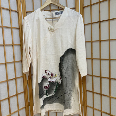Bluze si camasi - Bluza lunga cu buton chinezesc
