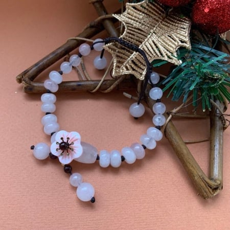 Bratari - Bratara din cristal roz cu floare de cires