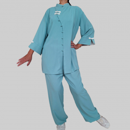 Imbracaminte - Costum Tai Chi / WUSHU turcoaz cu butoni chinezesti