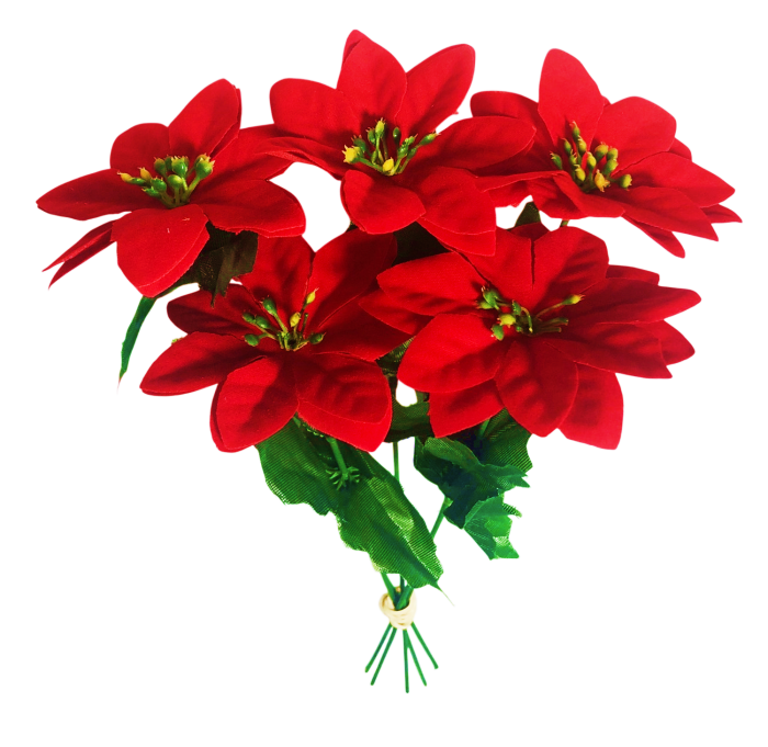 Craciunita artificiala cu textura catifelata, la Fir, L 30cm - Buchet 5 fire [1]
