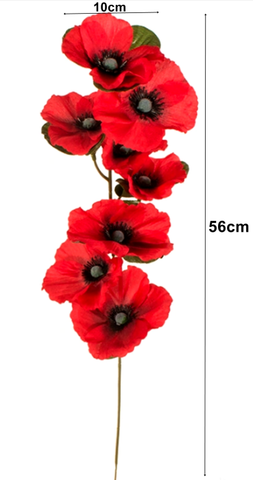 Crenguta cu Flori de Mac artificiale din matase, L 56cm [2]