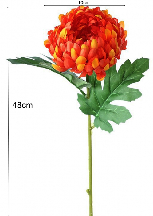 Crizantema artificiala din matase, la Fir, L 48cm [2]