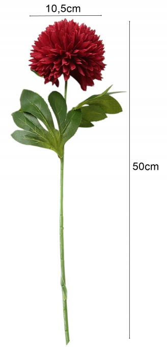 Crizantema Minge din matase artificiala la Fir, L 50cm [2]