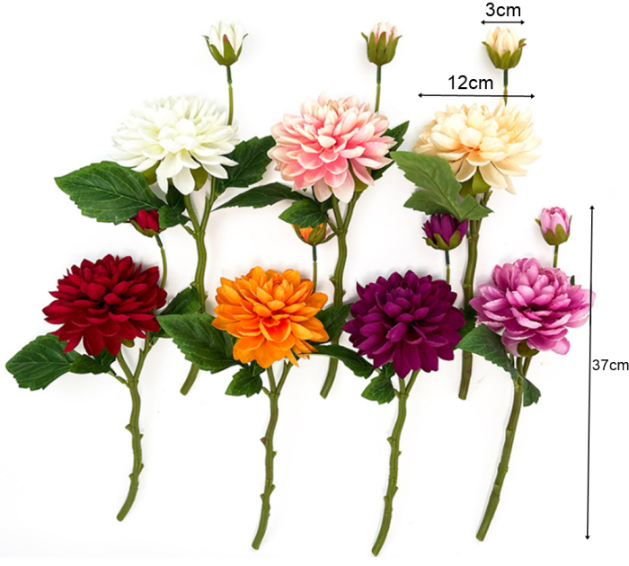 Dalia artificiala din matase, la Fir, L 37cm - Tulpina cu 2 flori [2]