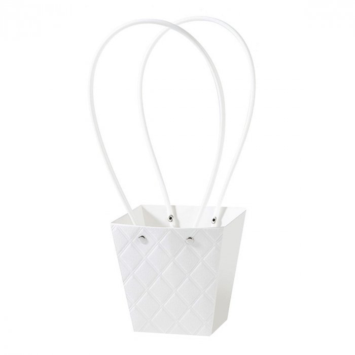 Poseta/Sacosa pentru aranjamente florale, Aspect Matlasat, White - Set 5 buc [1]