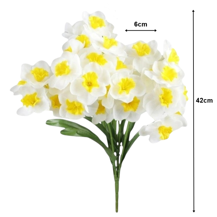 Narcisa artificiala din matase, la Fir, L 42cm - Tulpina cu 35 flori [2]
