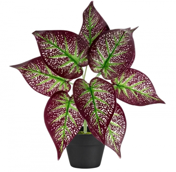 Planta Artificiala Decorativa, h 33cm - Red Radishes Leaves [1]
