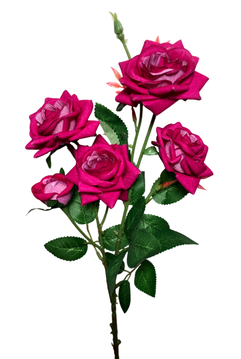 Trandafir artificial din catifea, L 61cm - Tulpina cu 5 flori [1]