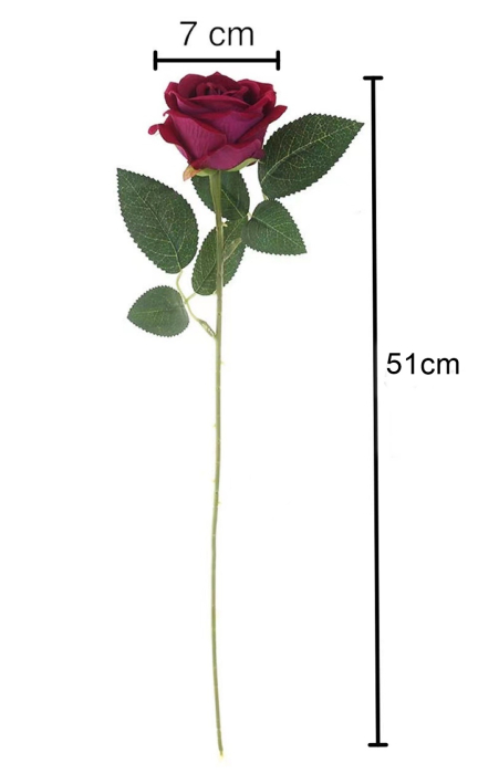 Trandafir artificial din catifea, la Fir, L 51cm [2]