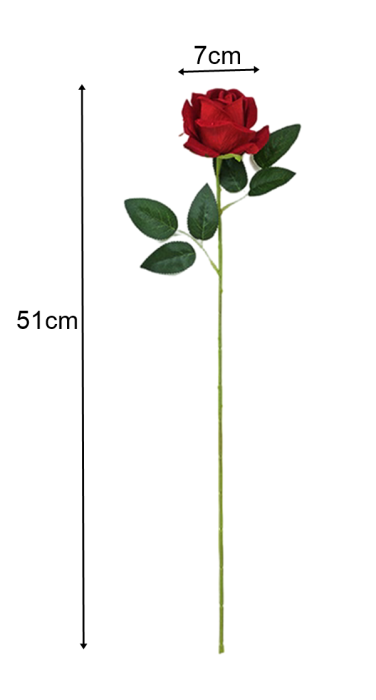 Trandafir artificial din catifea, la Fir, L 51cm [2]