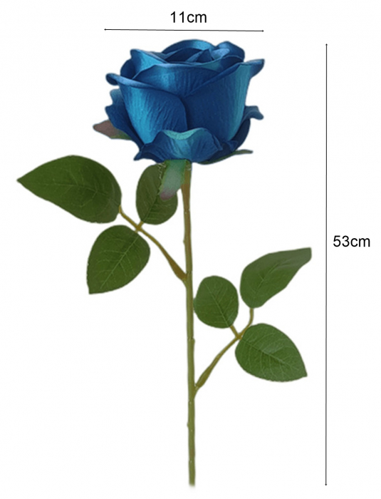 Trandafir artificial din catifea, la Fir, L 53cm [2]