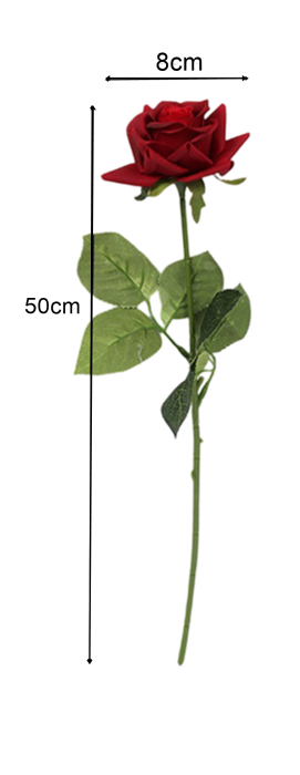 Trandafir artificial din catifea, model "Corner", la Fir, L 50cm [2]