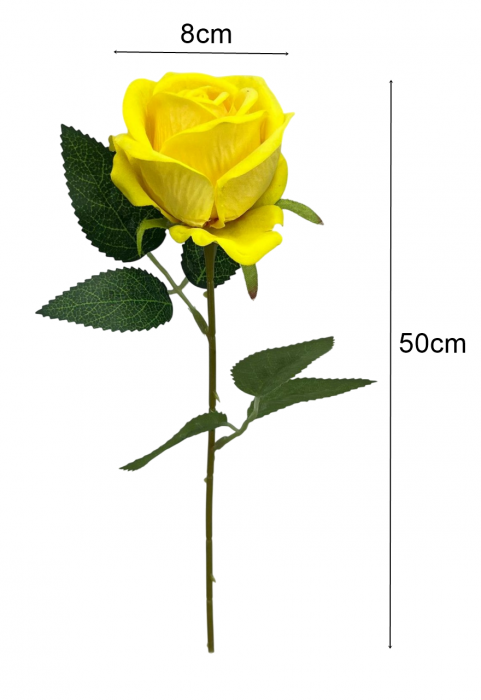 Trandafir artificial din matase, aspect Perlat, L 50cm - Buchet 5 fire [2]