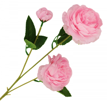 Flori Artificiale cu Tulpina - Bujor artificial din matase, la Fir, L 65cm - Tulpina cu 3 flori