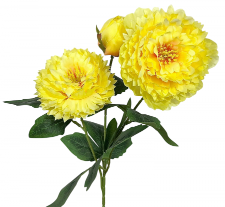 Flori Artificiale cu Tulpina - Bujor artificial din matase, la Fir, L 62cm - Tulpina cu 3 flori