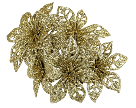 Flori - Craciunita ⌀7cm, cu tulpina 8cm - Buchet 6 flori