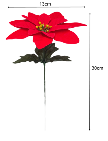 Flori de Iarna / Winter Flowers - Craciunita artificiala din catifea, la Fir, L 30cm