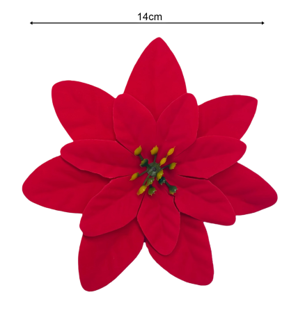 PLANTE SI FLORI ARTIFICIALE - Craciunita din catifea, Cap ⌀ 14cm - SET 10buc