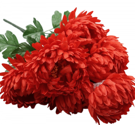 Flori Artificiale cu Tulpina - Crizantema artificiala din matase, L 60cm - Tulpina cu 7 flori