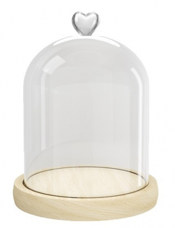 Cupole din Sticla - Cupola sticla ⌀12x15,5cm, baza lemn