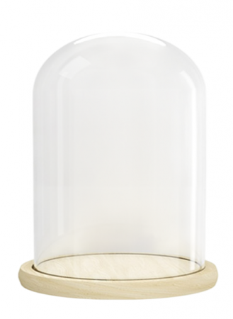 Cupole din Sticla - Cupola sticla ⌀15x18,5cm, baza lemn