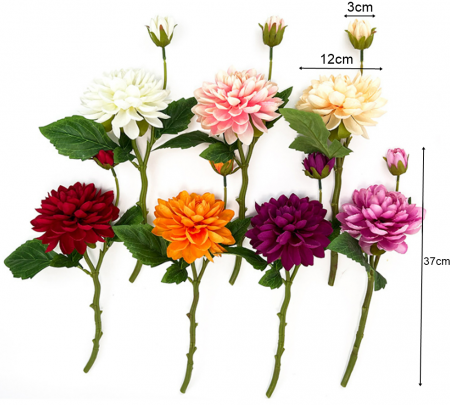 Dalia artificiala din matase, la Fir, L 37cm - Tulpina cu 2 flori [1]