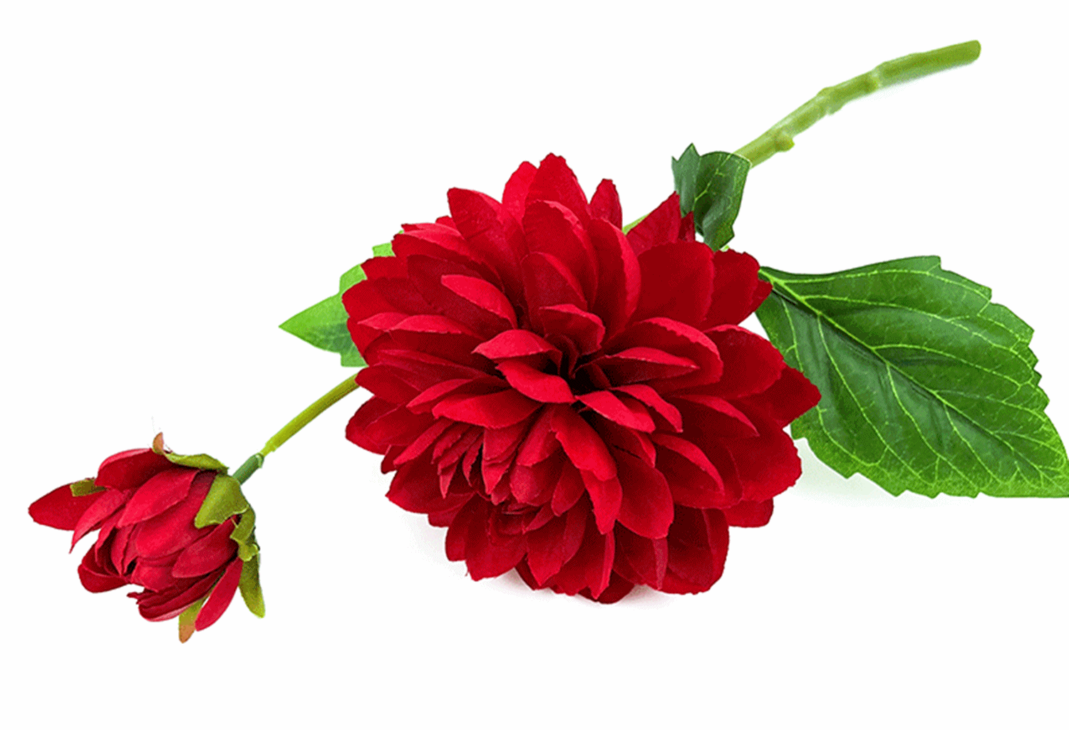 Flori Artificiale cu Tulpina - Dalia artificiala din matase, la Fir, L 37cm - Tulpina cu 2 flori