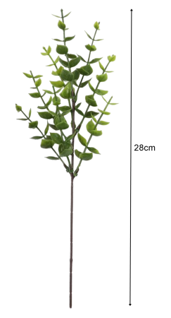 Frunze, Tulpini si Ramuri - Eucalipt artificial la Fir, L 28cm - Tulpina cu 7 crengute
