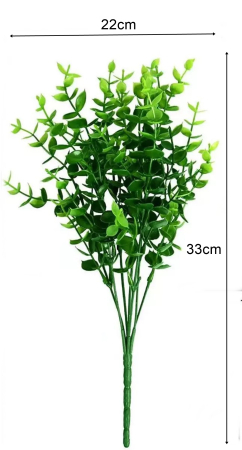 Frunze, Tulpini si Ramuri - Eucalipt artificial la Fir, L 33cm - Tulpina cu 7 crengute