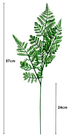 PLANTE SI FLORI ARTIFICIALE - Feriga artificiala din plastic, L 57cm - Crenguta cu 3 frunze