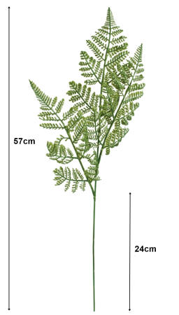Frunze, Tulpini si Ramuri - Feriga artificiala din plastic, L 57cm - Crenguta cu 3 frunze