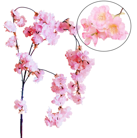 PLANTE SI FLORI ARTIFICIALE - Flori de Cires artificiale din matase - Crenguta cu 4 ramuri, L 1,5m